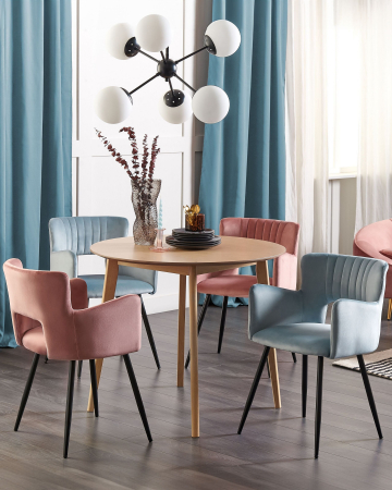 Scaun dining - Set of 2 dining chairs SANILAC Velvet Light Blue