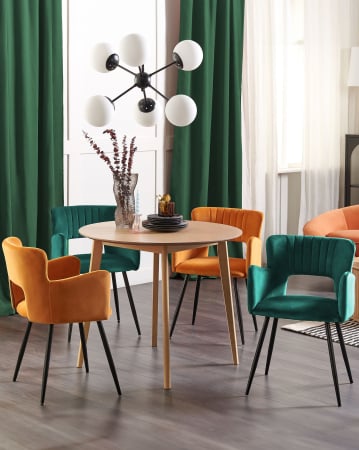 Scaun dining - Set de 2 scaune dining SANILAC Catifea Verde smarald