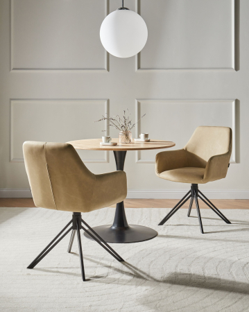 Set de 2 scaune dining SANSARC Piele ecologică Bej [0]