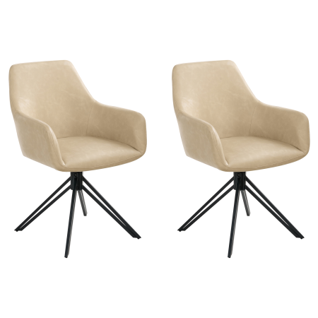 Set de 2 scaune dining SANSARC Piele ecologică Bej [1]