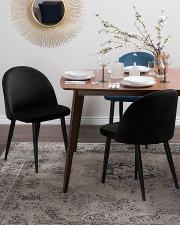 Scaun dining - Set de 2 scaune dining VISALIA Catifea Negru