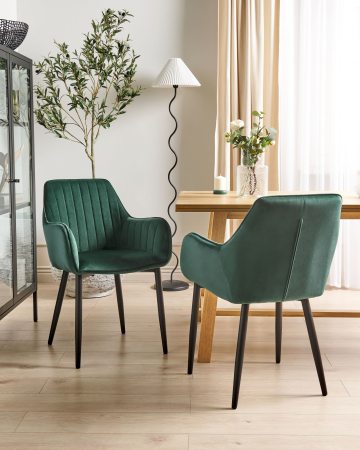 Scaun dining - Set of 2 dining chairs WELLSTON Velvet Dark Green