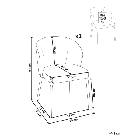 Set de 2 scaune dining ZANA  Alb/Albastru [2]
