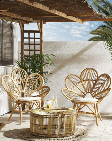 Fotoliu - Set of 2 peacock chairs FLORENTINE Natural rattan
