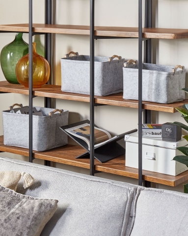 Dulap mic de baie - Set de 3 coșuri BAYSAI Pâslă Gri deschis