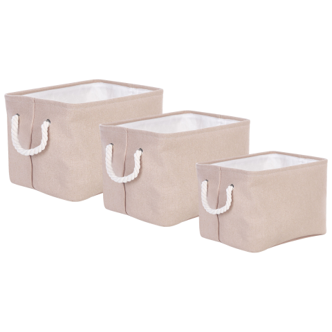 Set de 3 coșuri DARQAB Bumbac Taupe [1]