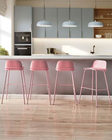 Scaun de bar - Set de 4 scaune de bar MORA Roz pastel