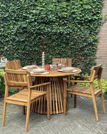 Scaun dining - Set of 4 garden chairs AGELLO Acacia Wood Brown