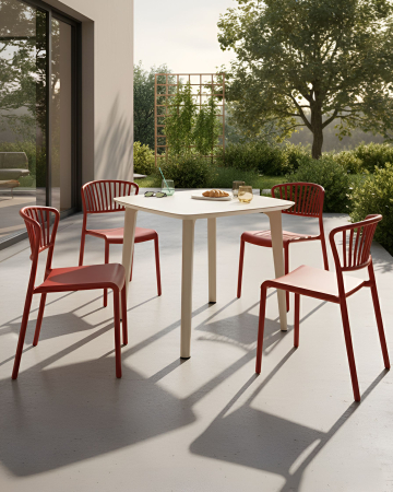 Scaun dining - Set de 4 scaune de grădină GELA Roșu