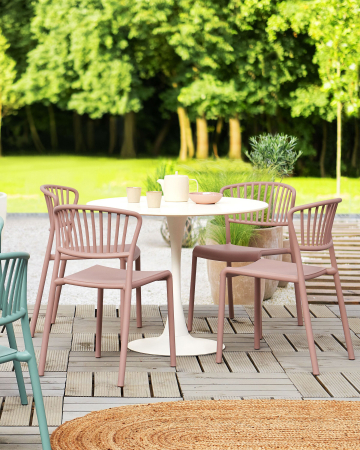 Scaun dining - Set of 4 garden chairs GELA Pastel Pink