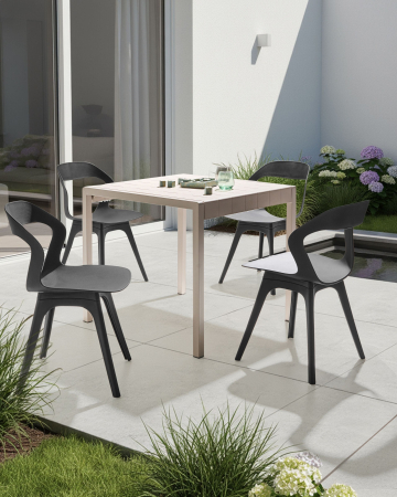 Scaun dining - Set of 4 Garden Chairs LACHANIA Black