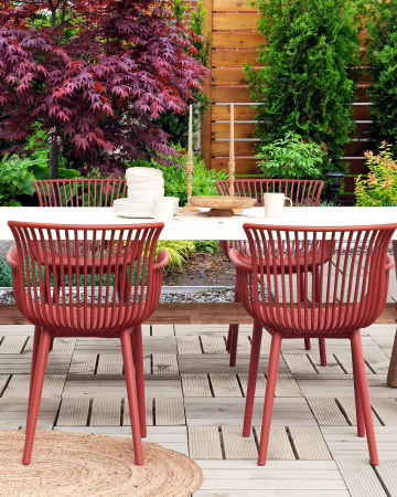 Scaun dining - Set of 4 garden chairs PESARO Red