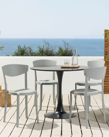 Scaun dining - Set of 4 VIESTE garden chairs Light grey