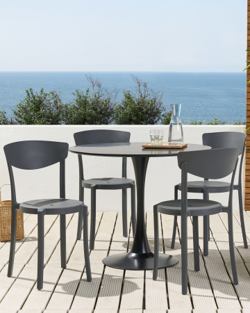 Scaun dining - Set of 4 garden VIESTE Dark Grey