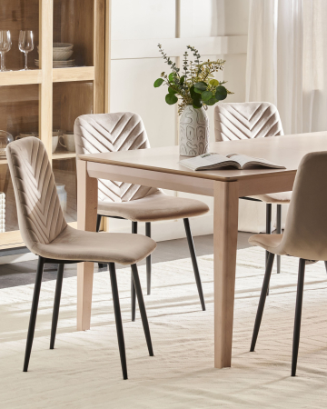 Scaun dining - Set of 4 HAVRE dining chairs Velvet Beige