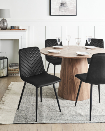 Whole Home - Set of 4 Dining Chairs HAVRE Velvet Black