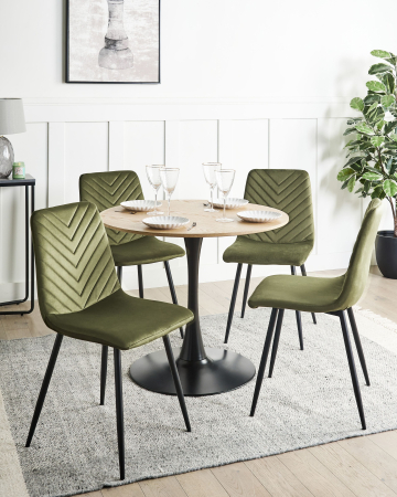 Scaun dining - Set of 4 dining chairs HAVRE Olive Green Velvet
