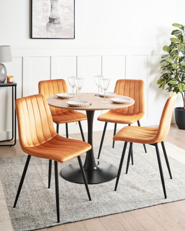 Scaune - Set de 4 scaune dining KALISPELL Catifea Portocaliu