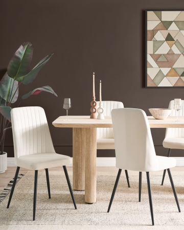 Set de 4 scaune dining KIRBY Catifea Alb-murdar [0]