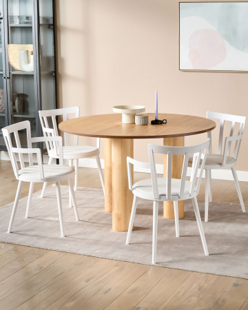 Scaun dining - Set de 4 scaune dining MORILL Alb