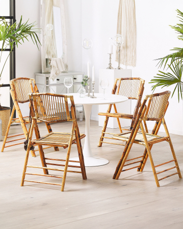 Scaun de banchet - Set of 4 dining chairs TRENTOR Foldable Bamboo Wood Natural