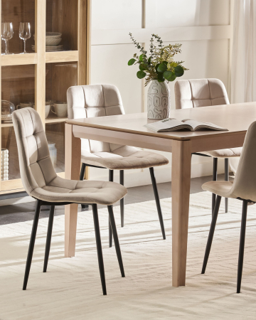 Scaun dining - Set of 4 Dining Chairs POWELL Velvet Beige