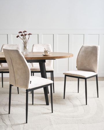 Scaun dining - Set de 4 scaune dining ROCHEPORT  Bej deschis