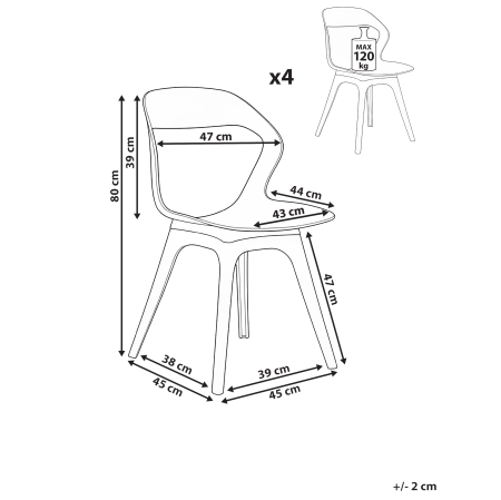 Set de 4 scaune LACHANIA Taupe [2]