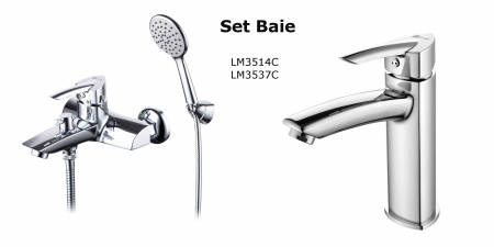 Baterii Cada - Set Baterii Baie Lemark Mars – Baterie Duș/Cadă LM3514C + Baterie Lavoar LM3537C, Crom