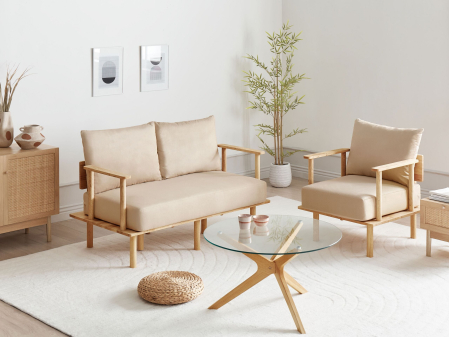 Canapea cu 2 locuri - Set de living cu 3 locuri ASKER  Nisipiu