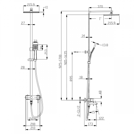 Sistem de duș cu para și pipă pivotantă, înălțime reglabilă Lemark Tropic LM7004C crom - Sanitare Online [6]