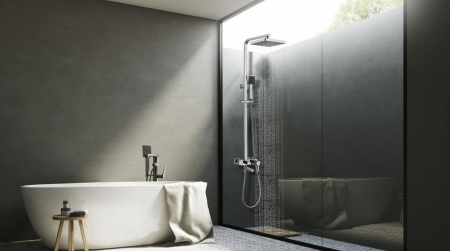 Sistem de duș cu para și pipă pivotantă, înălțime reglabilă Lemark Tropic LM7004C crom - Sanitare Online [2]