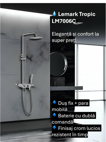 Sistem de duș cu para și pipă pivotantă Lemark Tropic LM7006C crom - Sanitare Online [0]