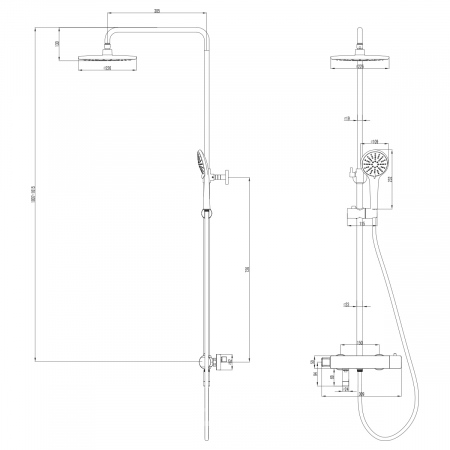 Sistem de dus termostatic cu para dus de mana in 3 pozitii, inaltime reglabila Lemark Bronx LM3772BL Negru | Sanitare Online [7]