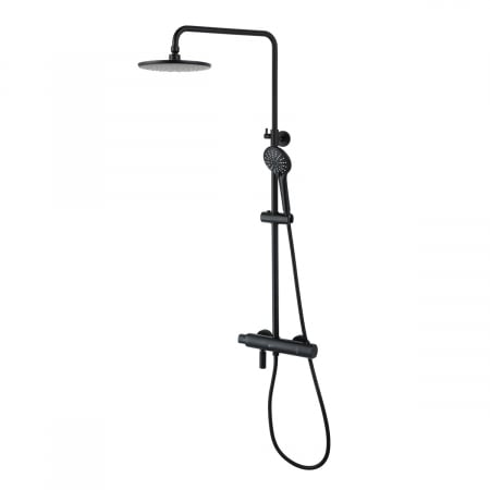 Shower System Tropic - Sistem de dus termostatic cu para dus de mana in 3 pozitii, inaltime reglabila Lemark Bronx LM3772BL Negru | Sanitare Online