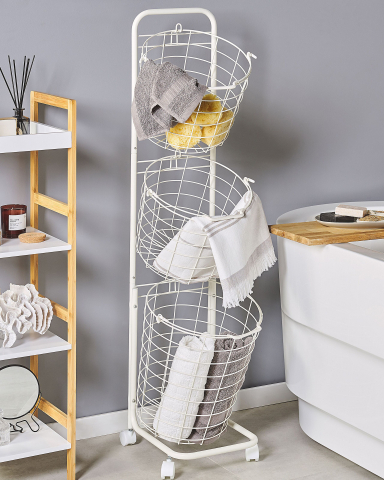 Dulap mic de baie - AYAPAL basket holder with wheels Metal White