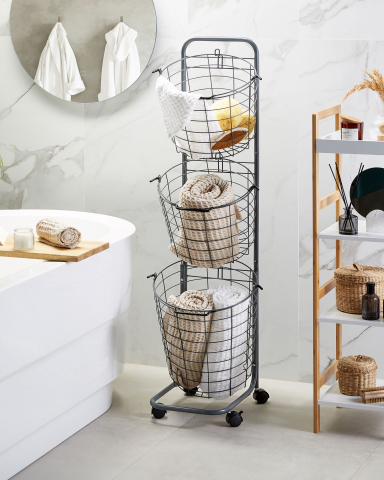 Dulap mic de baie - AYAPAL basket holder with wheels Metal Grey