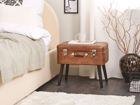 Stool with storage MALLARD Eco-leather Golden brown [0]