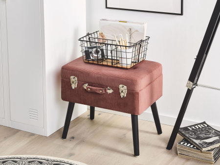 Scaun taburet - Stool with storage MALLARD Pink Velour