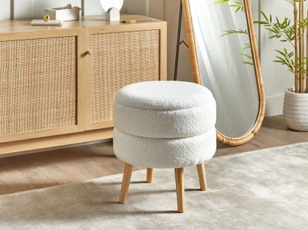Scaun taburet - Stool with storage OKATON Boucle White