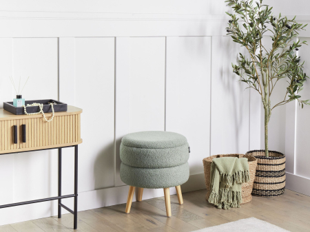 Scaun taburet - Stool with storage OKATON Boucle Green