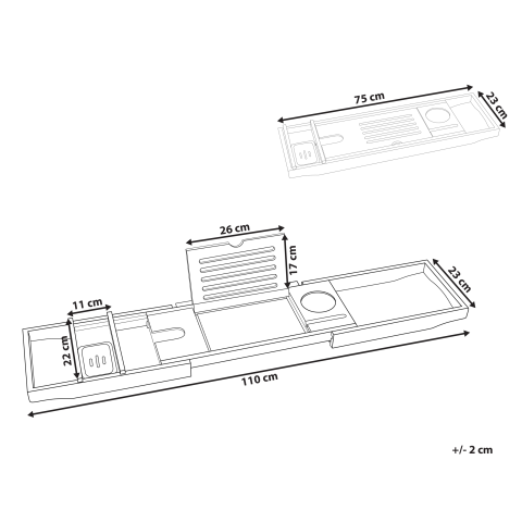 Tavă de baie LOWES Lemn de bambus Maro deschis [2]