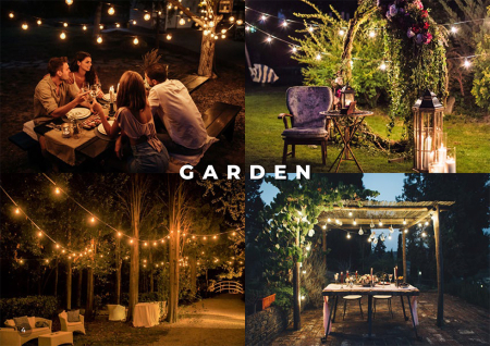 Ghirlandă Luminoasă Profesională cu 20 Dulii E27, 10 m, Extensibilă – Grădină, Evenimente, Crăciun [3]