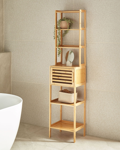 Etajeră pentru baie - Shelving Unit LEHI Bamboo Wood Light Brown