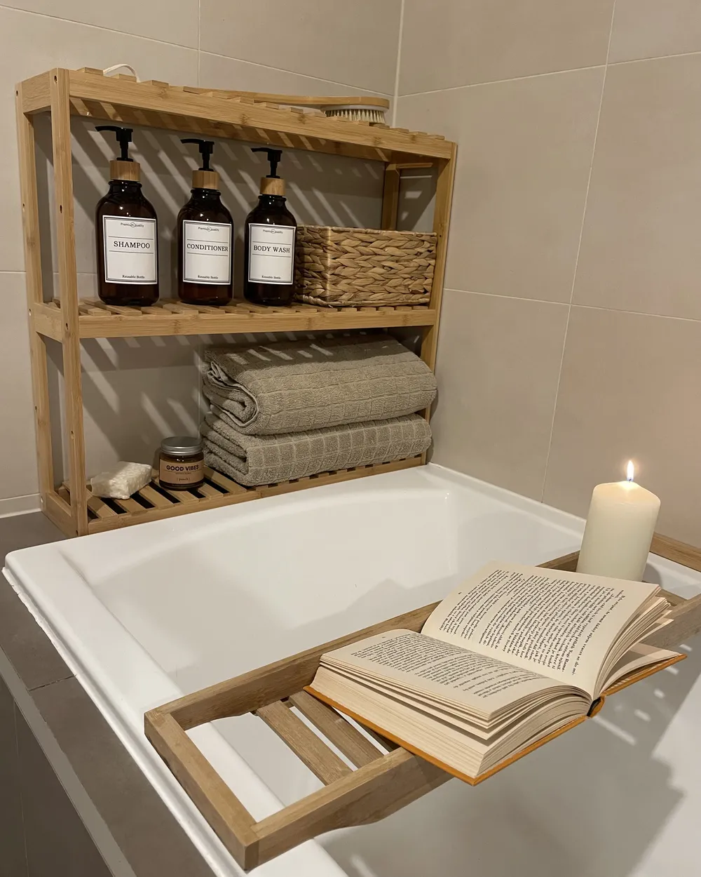 PADUCAH bamboo wood shelving unit Light brown [4]