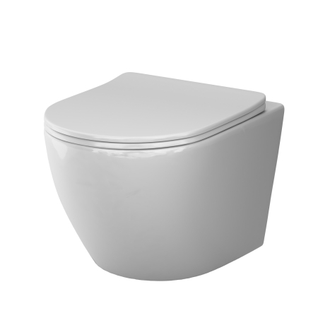 Vase wc - Vas WC suspendat AM.PM Like C801900SC, alb, evacuare orizontala, 37 x 48.5 x 37 cm, capac WC inclus