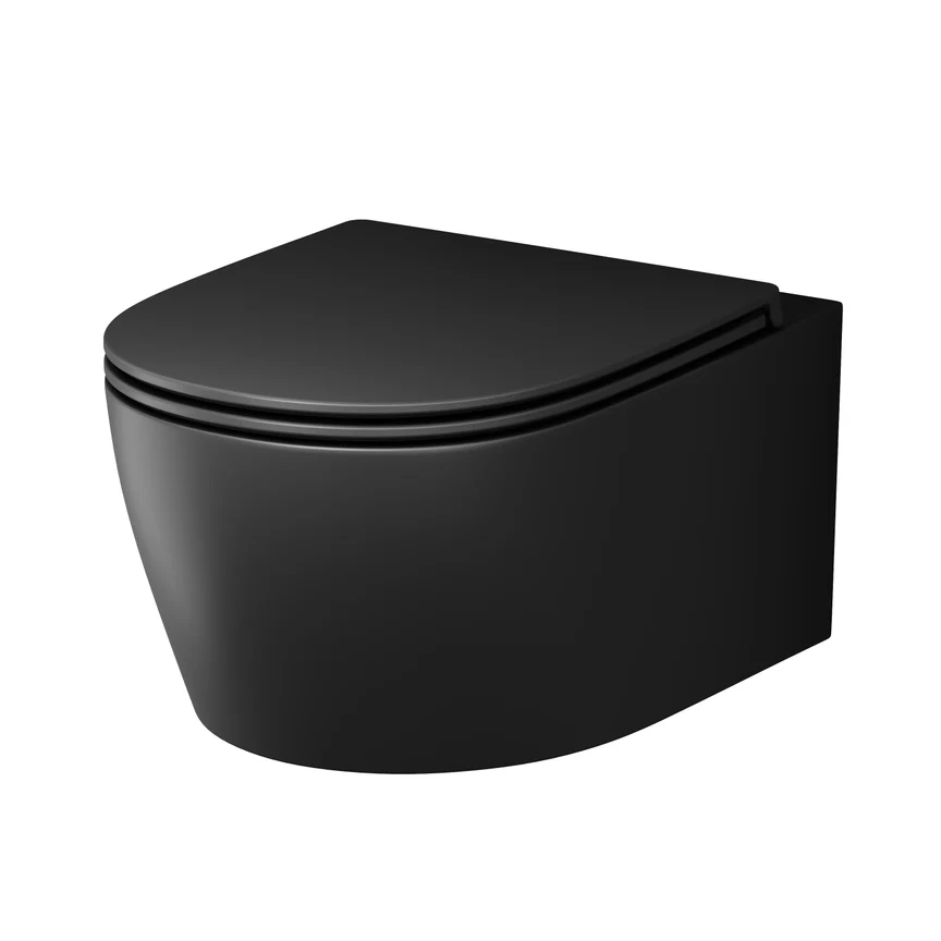 Vase wc - Vas WC suspendat X-Joy CXB1700MBSC, negru, evacuare orizontala, capac WC inclus