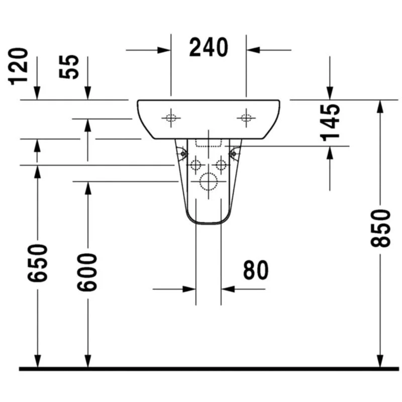 Lavoar baie suspendat Duravit D-Code 45x34 cm, cu preaplin [3]