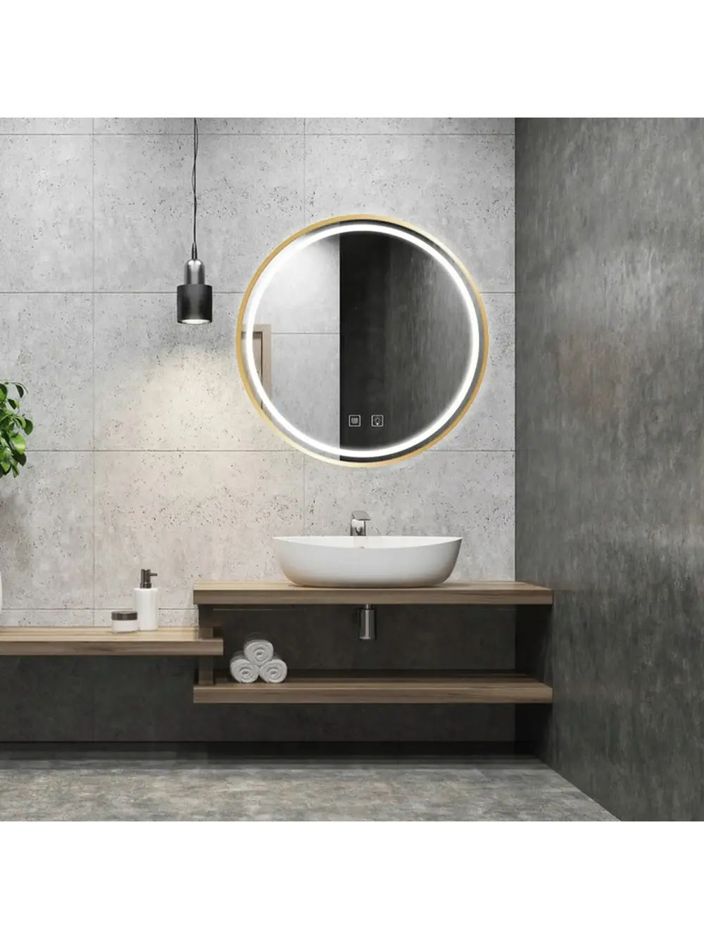 Oglindă LED 50cm MMJ auriu periat [9]