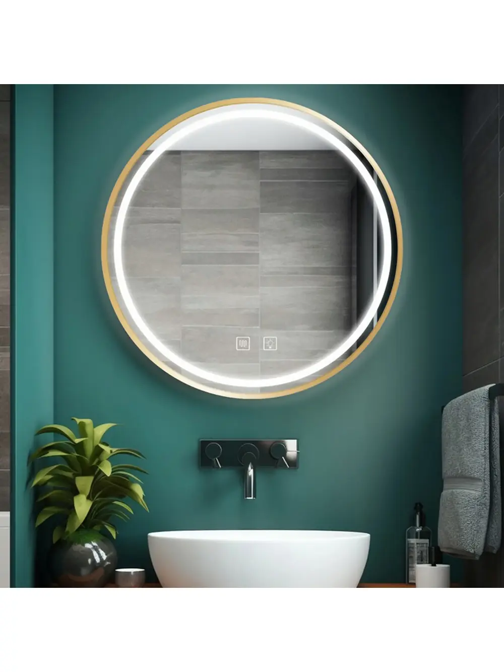 Oglindă LED 50cm MMJ auriu periat [10]